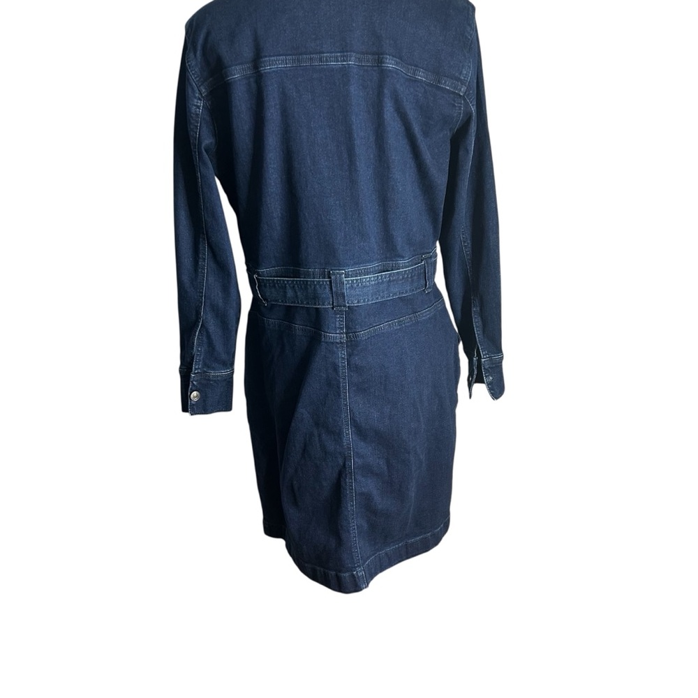 Joe Fresh Dark Navy Long-Sleeve Denim Shirt Dress with Tie Waist - Picture 3 of 8